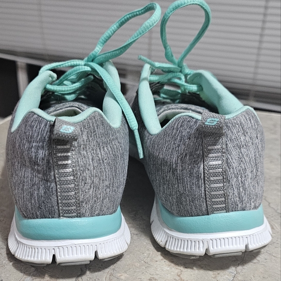 Skechers Womens S Sport Running Shoes Gray Blue F190-4 Marled Lace Up 2019 - Picture 3 of 8